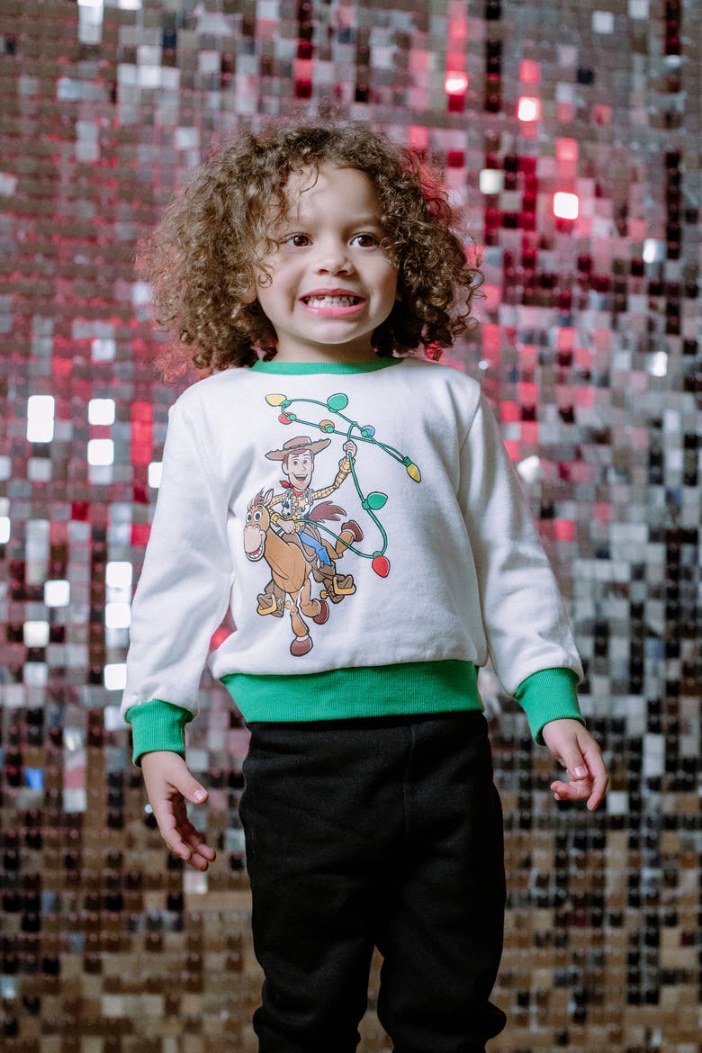 Pixar Holiday 2-Piece Fleece Sweatshirt and Pants Set, Alternate, color, Woody Bullseye Green