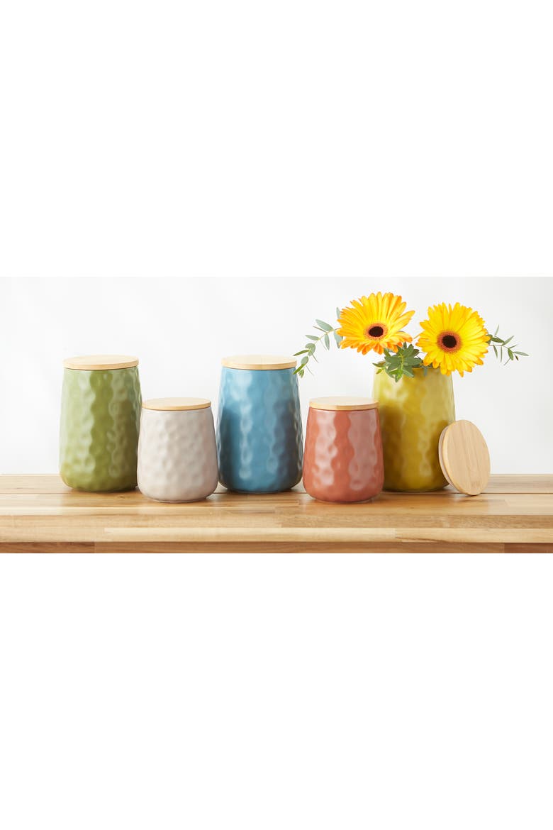 Matte Ceramic Canister Set/3 Dimple Texture, Alternate, color, Storm Blue