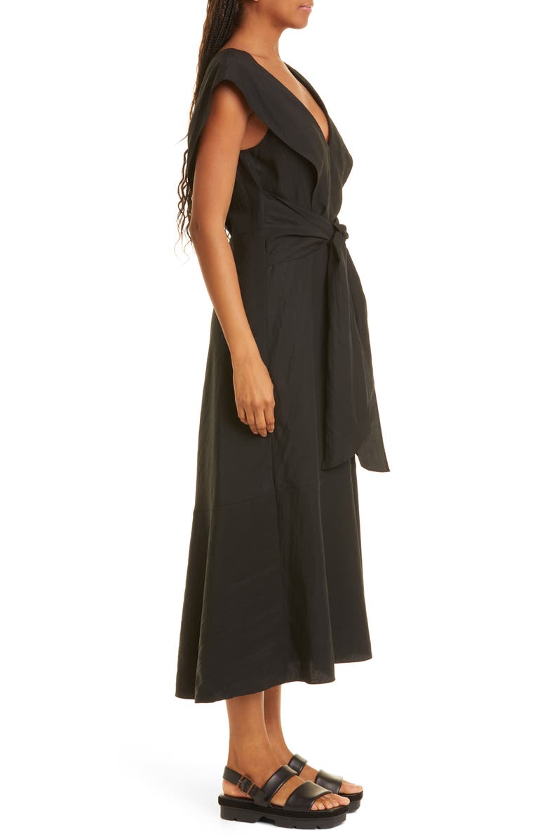 Vince Flutter Sleeve Tie Back Dress, Alternate, color, Black