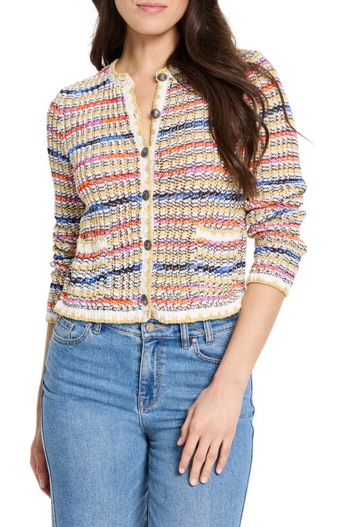 Nic + Zoe Nic+zoe Coastal Crochet Knit Jacket In Neutral Multi