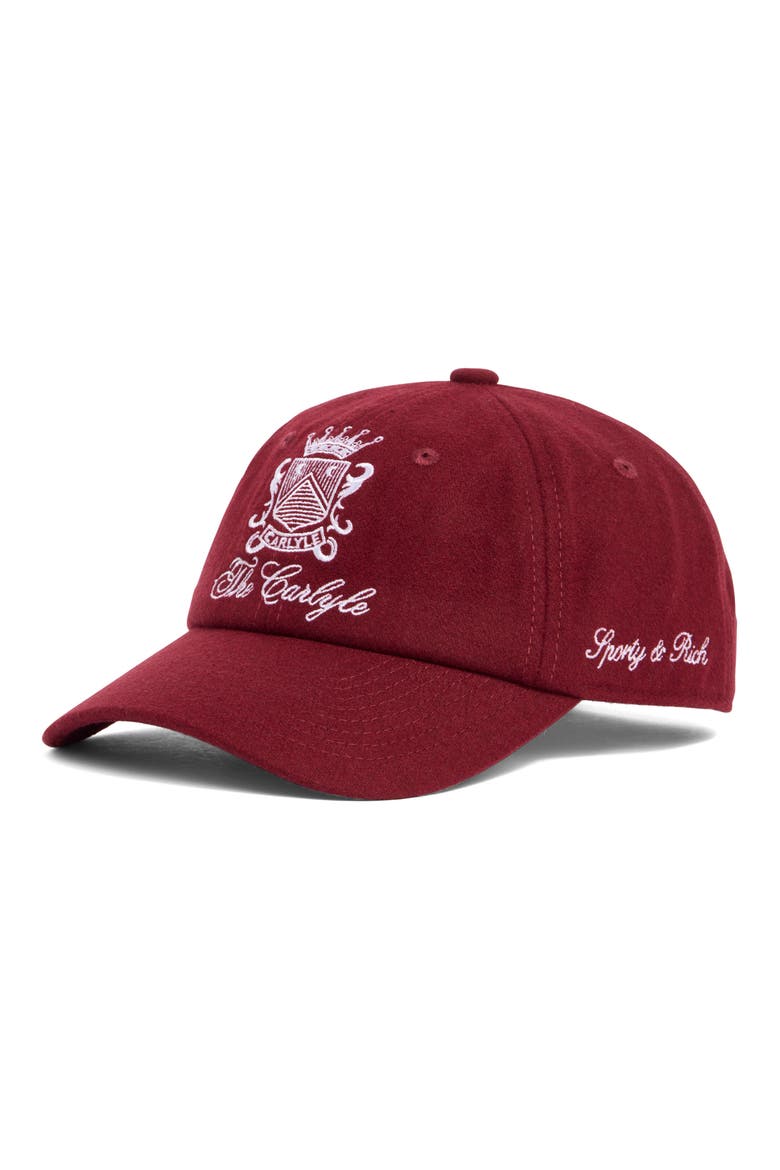 x The Carlyle Embroidered Logo Wool Baseball Cap, Main, color, MERLOT