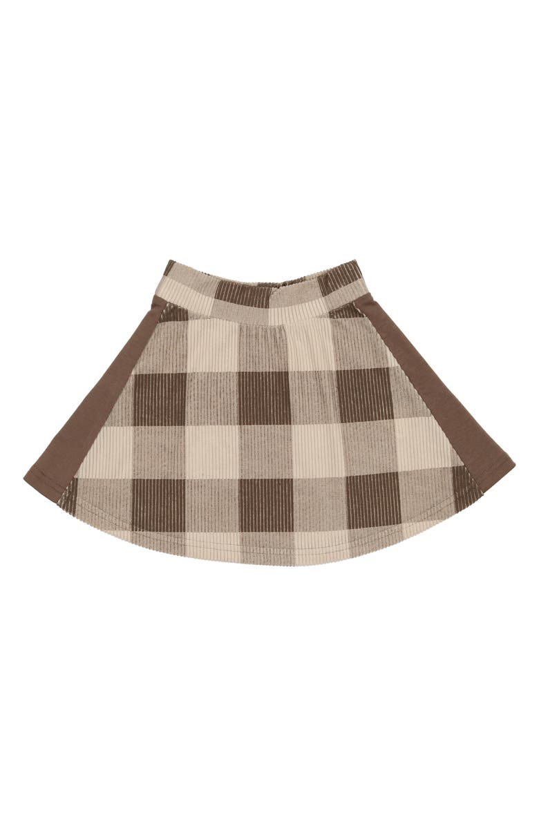 Manière Kids' Plaid Corduroy A-Line Skirt, Main, color, Taupe