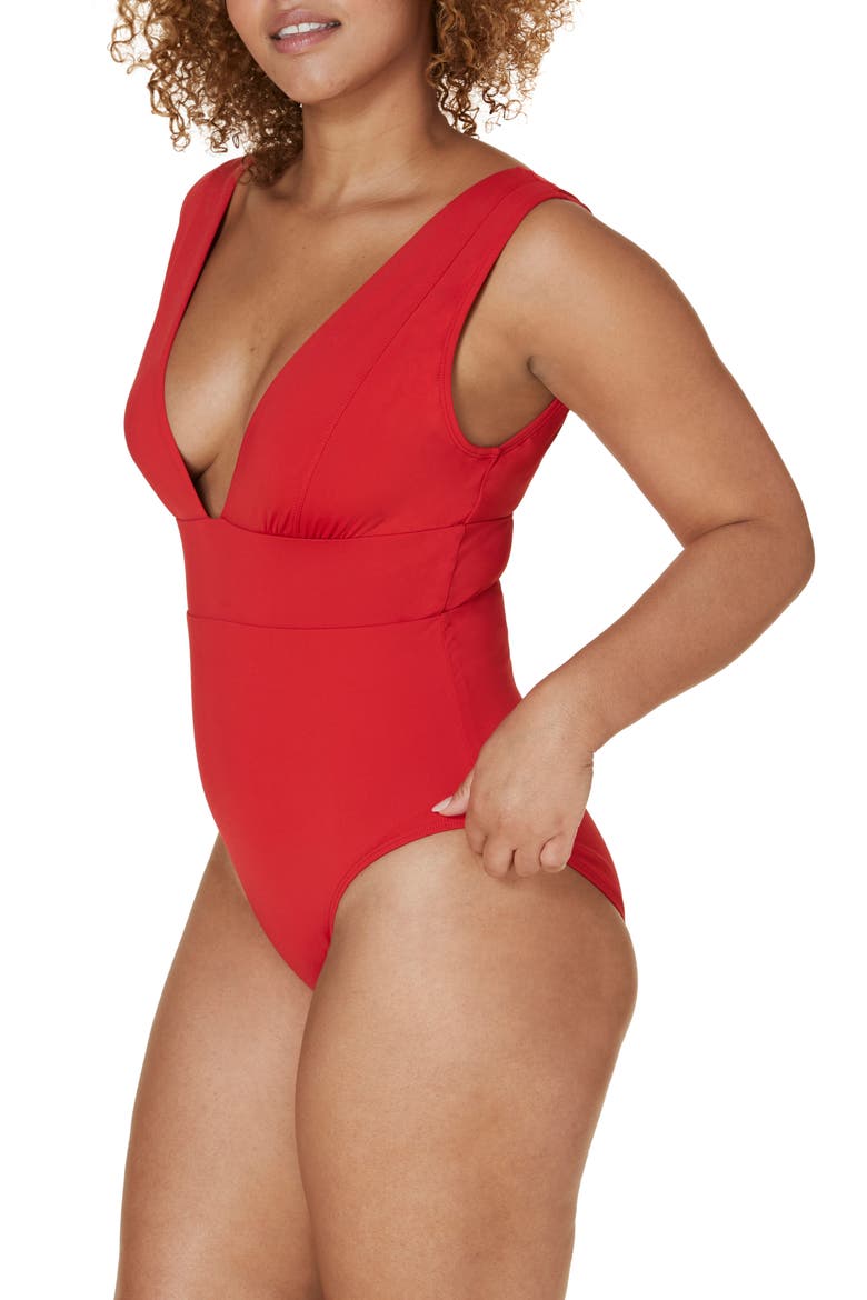 The Mykonos Long Torso One-Piece Swimsuit, Main, color, CHERRY RED
