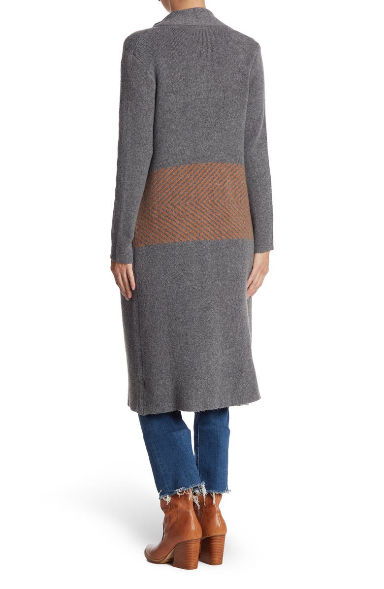 Bobeau Chevron Waist Knit Shawl Cardigan, Alternate, color,