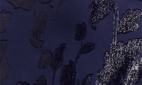 Anne Klein Metallic Long Sleeve High-low Wrap Dress In Blue