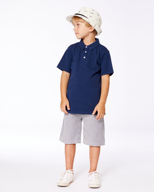 Deux Par Deux Boys' Short Sleeve Polo Shirt - Little Kid In Navy Blue