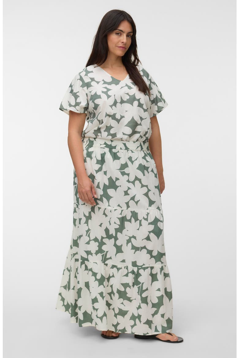 Floral Organic Cotton Maxi Skirt, Alternate, color, LAUREL WREATH