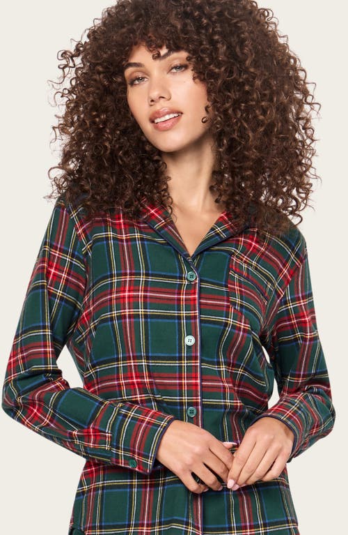 Petite Plume Kensington Tartan Cotton Twill Pajamas In Brown