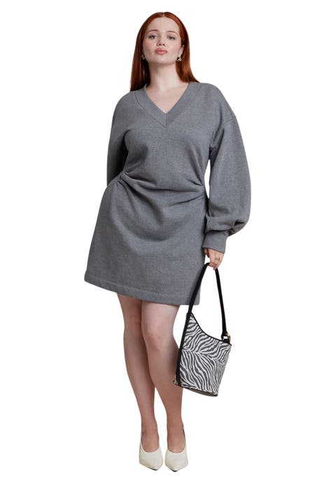 Shirred French Terry Mini Dress (plus)