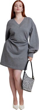 ELOQUII Shirred French Terry Mini Dress (plus)