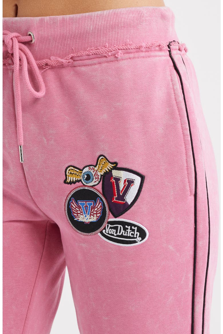 Low Rise Flared Raw Hem Sweatpants, Alternate, color, CHATEAU ROSE VINTAGE ACID WASH