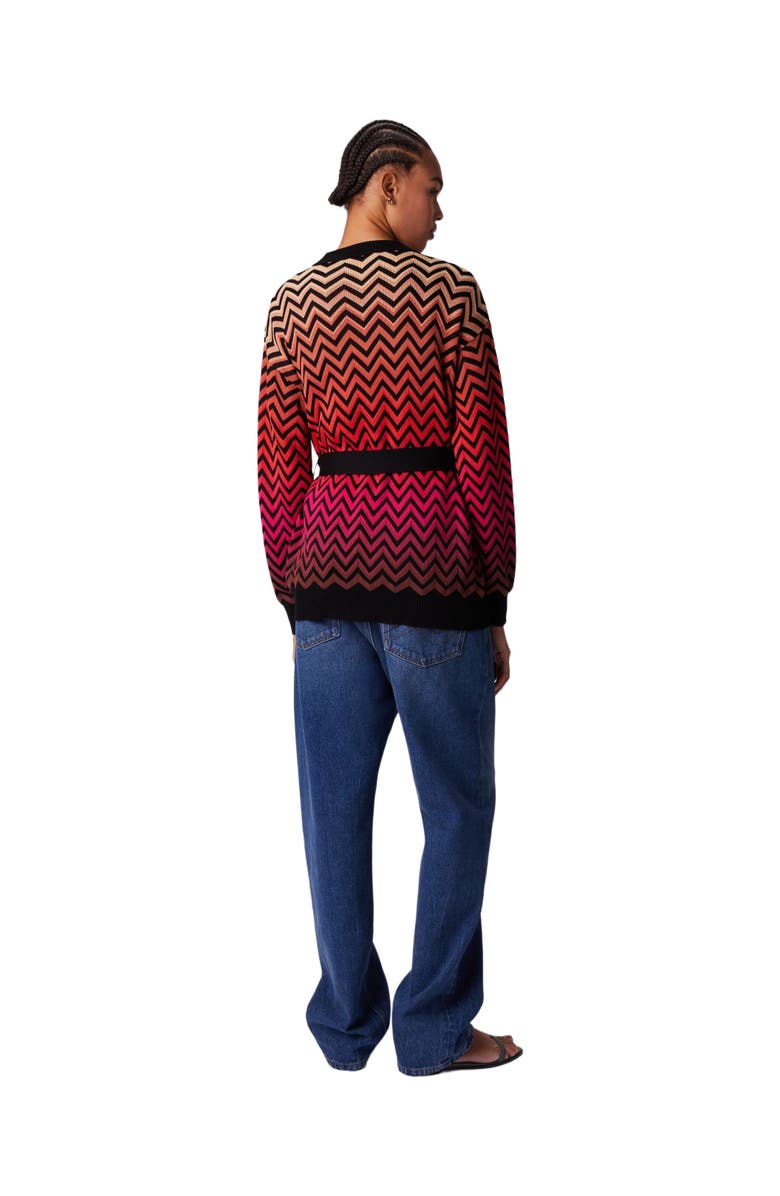Missoni Dégradé Chevron Motif Cardigan With Belt, Alternate, color, Multicoloured