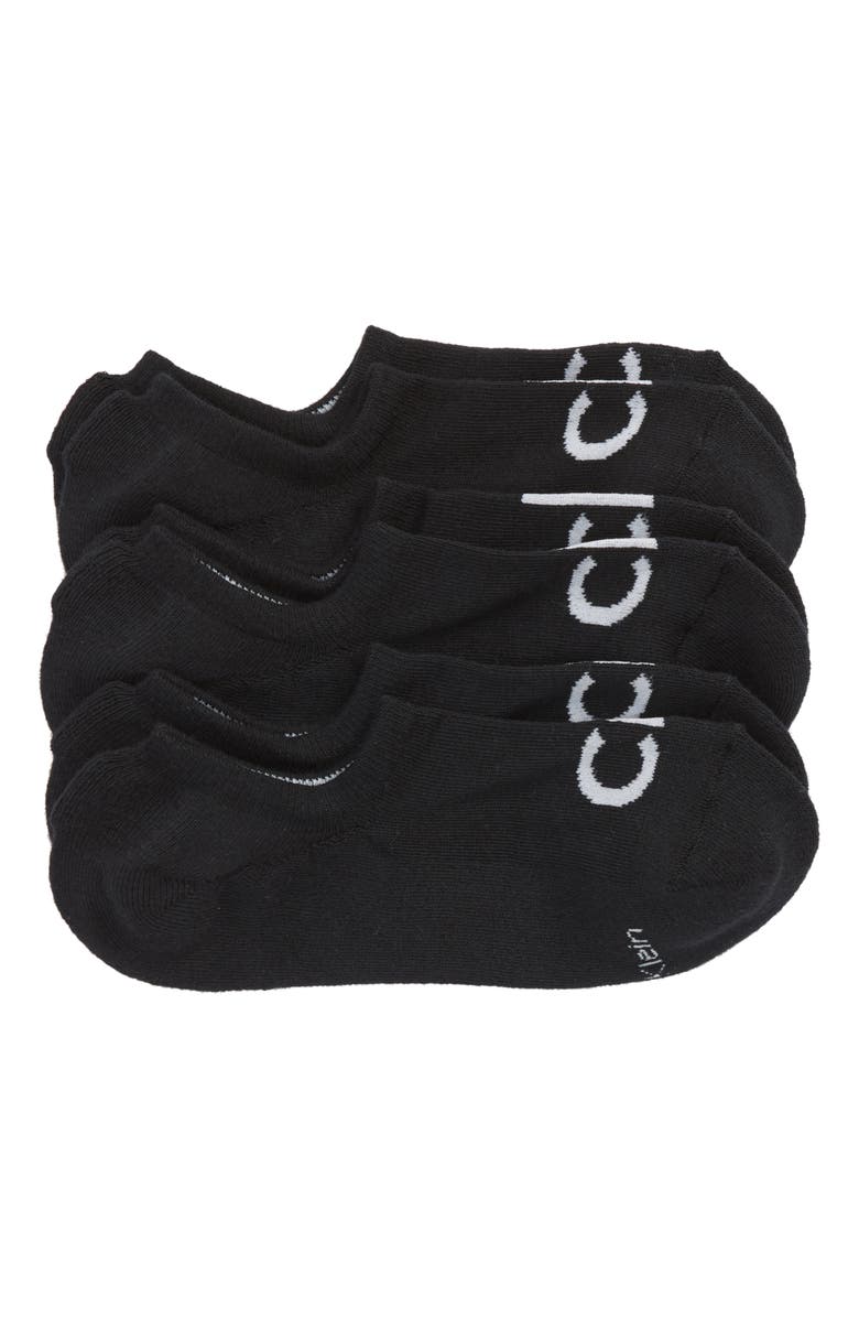Calvin Klein 3-Pack Micro Cushion No-Show Socks, Main, color, Black