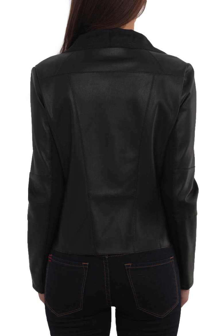 Drape Faux Leather & Faux Suede Jacket, Alternate, color, BLACK