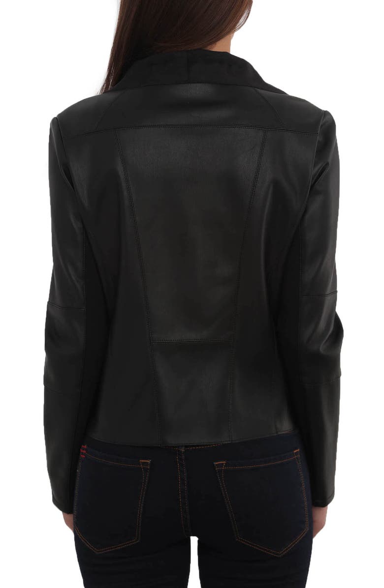 Bagatelle Drape Faux Leather & Faux Suede Jacket, Alternate, color,