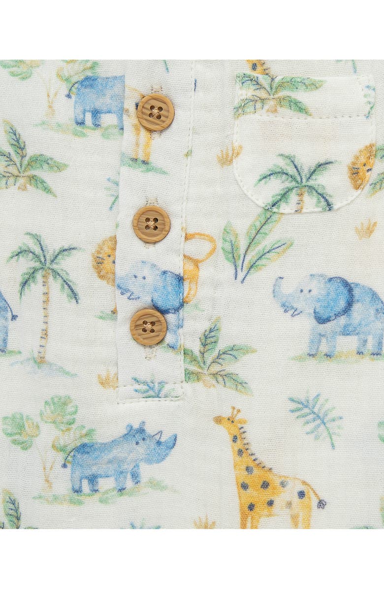 Little Me Jungle Romper & Hat Set, Alternate, color, White Multi