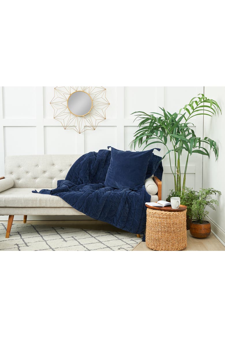 Blue River Indigo 100% Cotton Premium Accent Throw Pillow w/ Tassels 22" x 22", Alternate, color, Blue