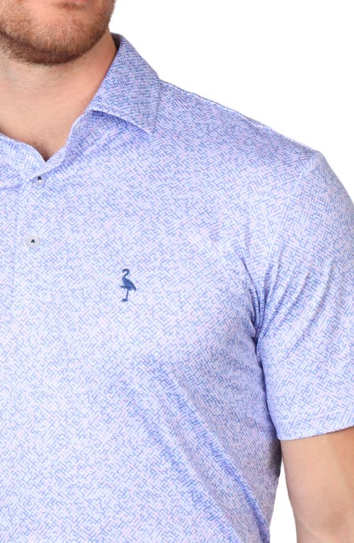 Tailorbyrd Abstract Print Performance Polo In Blue