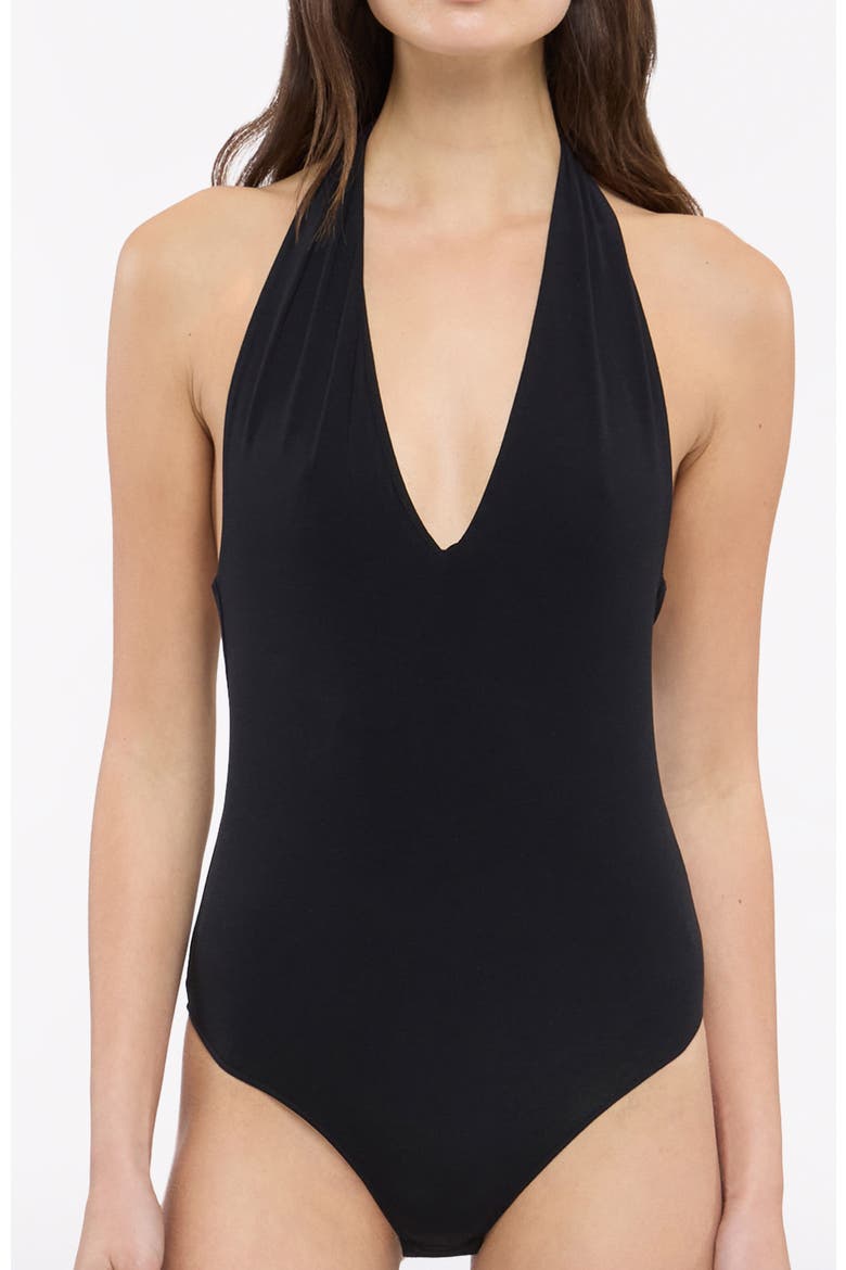 Halter Bodysuit, Main, color, BLACK