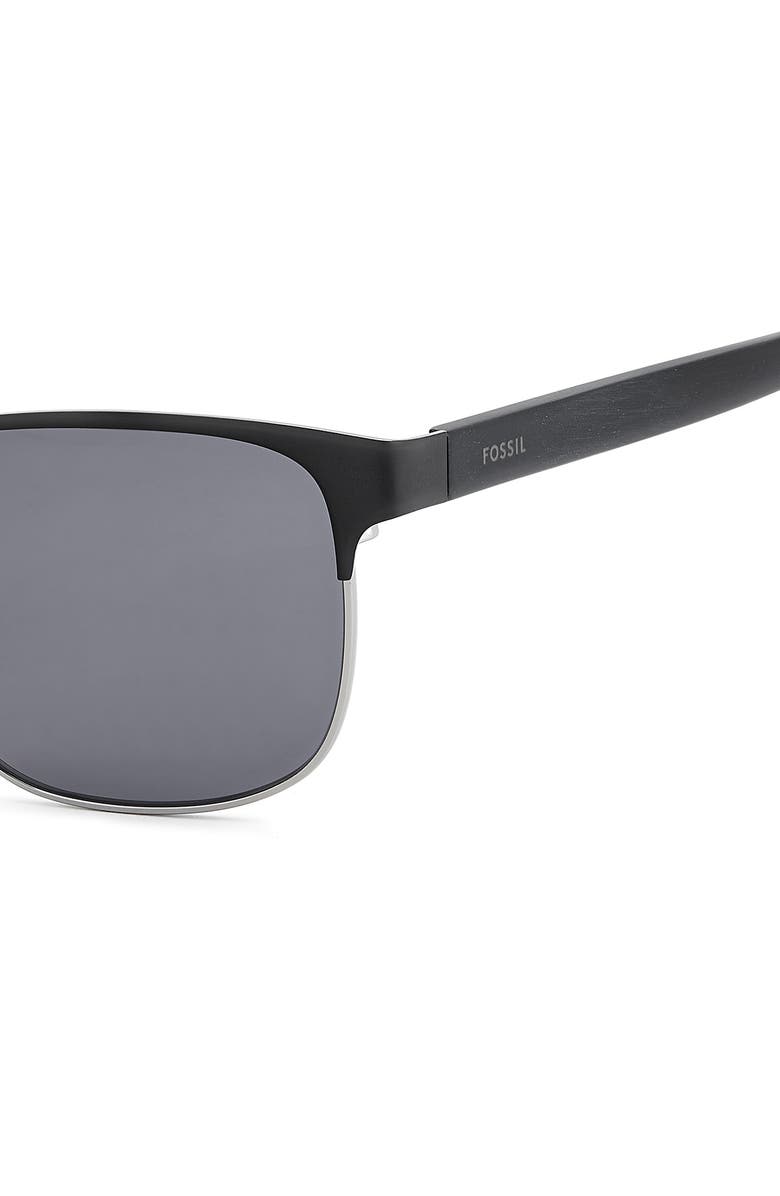 Fossil 56mm Rectangular Sunglasses, Alternate, color, Matte Black/ Grey