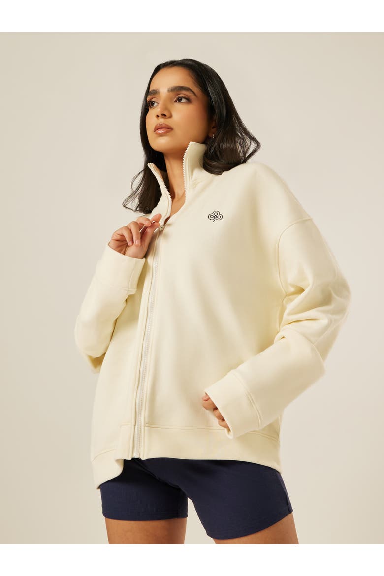 Varsity Athletica Full Zip Sweatshirt, Main, color, Marshmallow