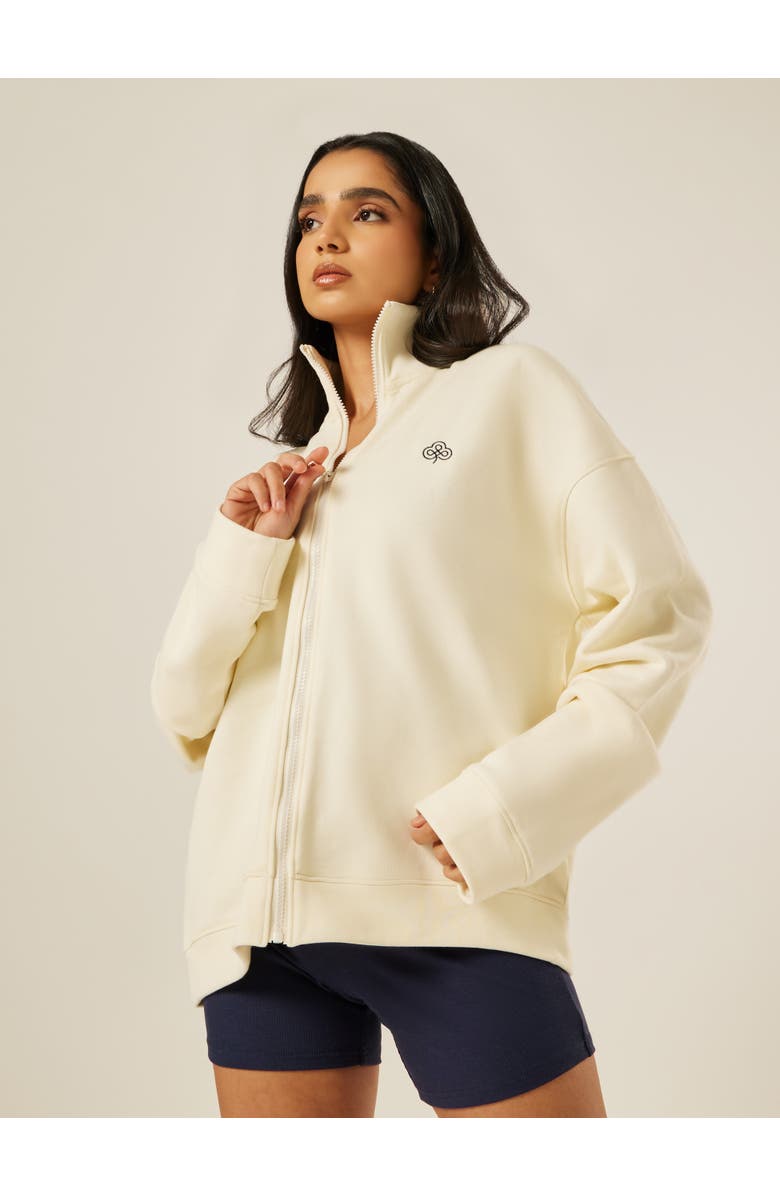 Be Athletica Varsity Athletica Full Zip Sweatshirt, Main, color, Marshmallow