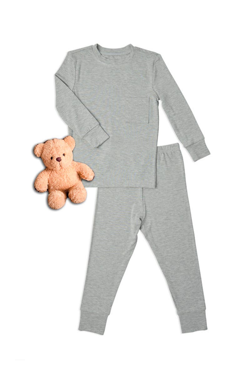 Emerson Fitted Long Sleeve 2-Piece Pajamas, Alternate, color, Heather Grey Solid