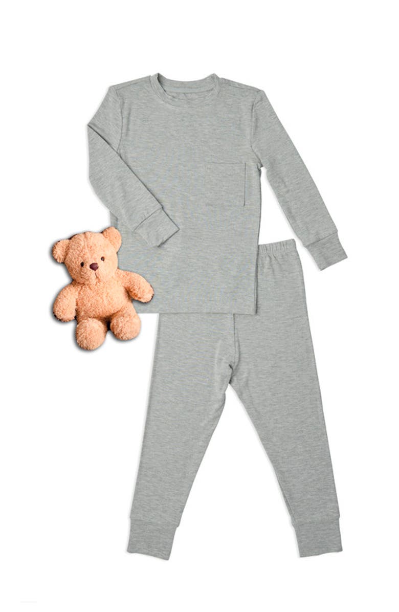 Everly Grey Emerson Fitted Long Sleeve 2-Piece Pajamas, Alternate, color, Heather Grey Solid