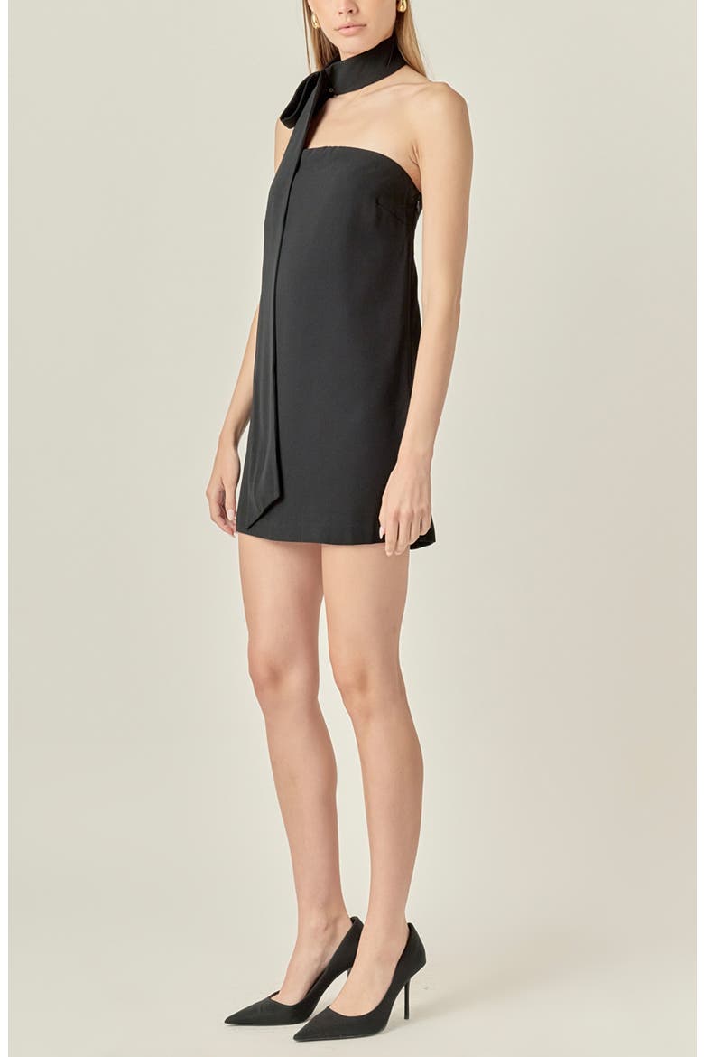 Choker Tie Minidress, Alternate, color, BLACK