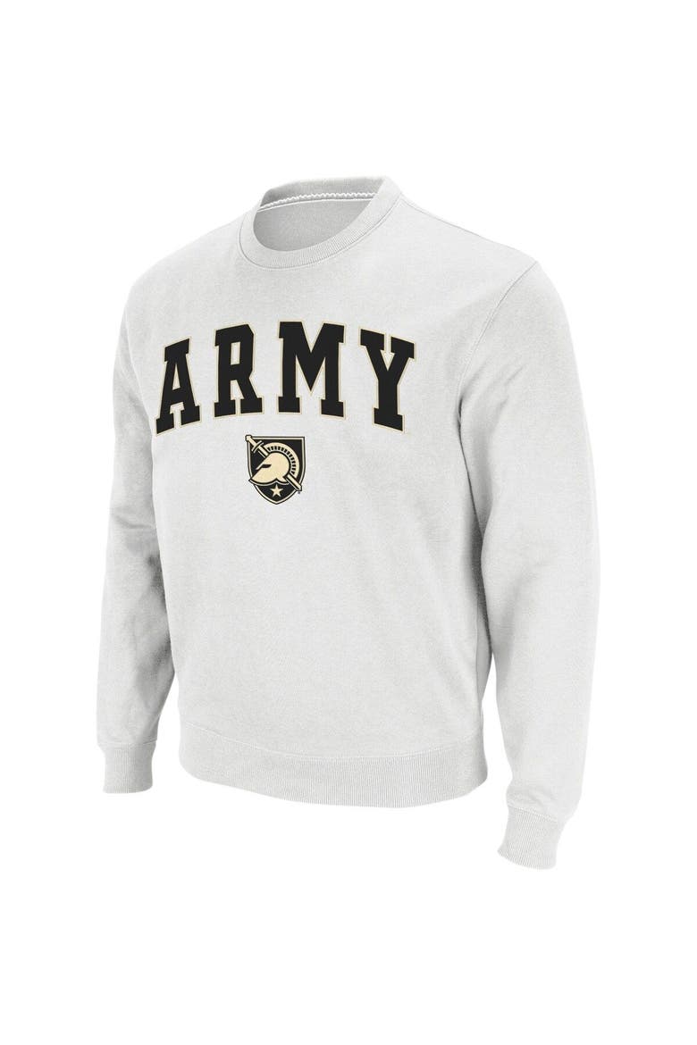 Men's Colosseum White Army Black Knights Arch & Logo Crew Neck Sweatshirt, Main, color, White