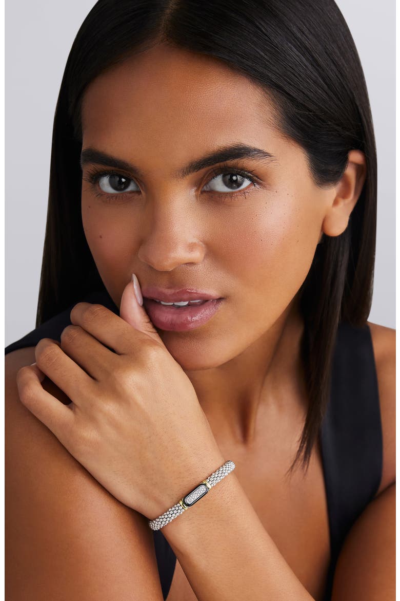 Two-Tone Black Ceramic Diamond Caviar Bracelet, Alternate, color, TWO TONE
