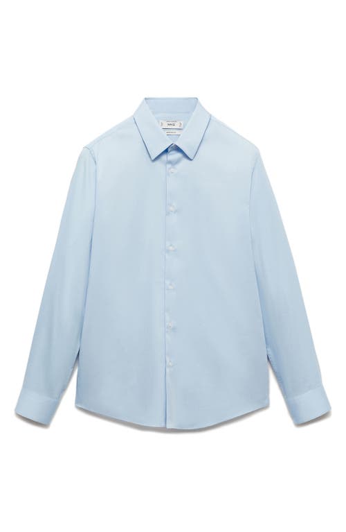 Mango Slim Fit Stretch Poplin Button-up Shirt In Sky Blue