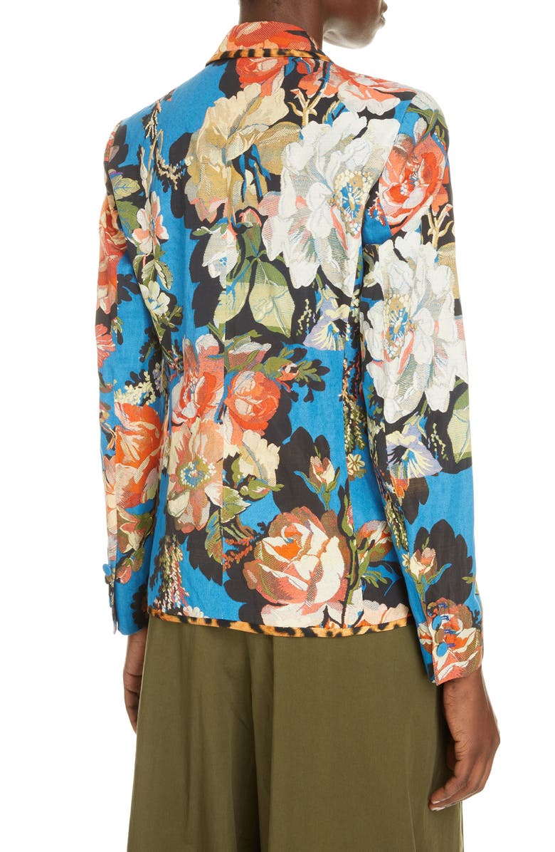 Dries Van Noten Belma Floral Silk Blend Jacquard Blazer, Alternate, color,