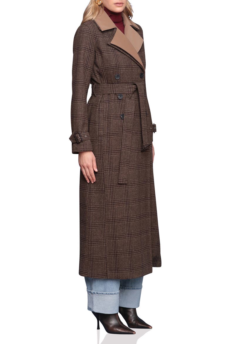 Double-Layer Trench Coat, Alternate, color, BROWN PLAID MULTI