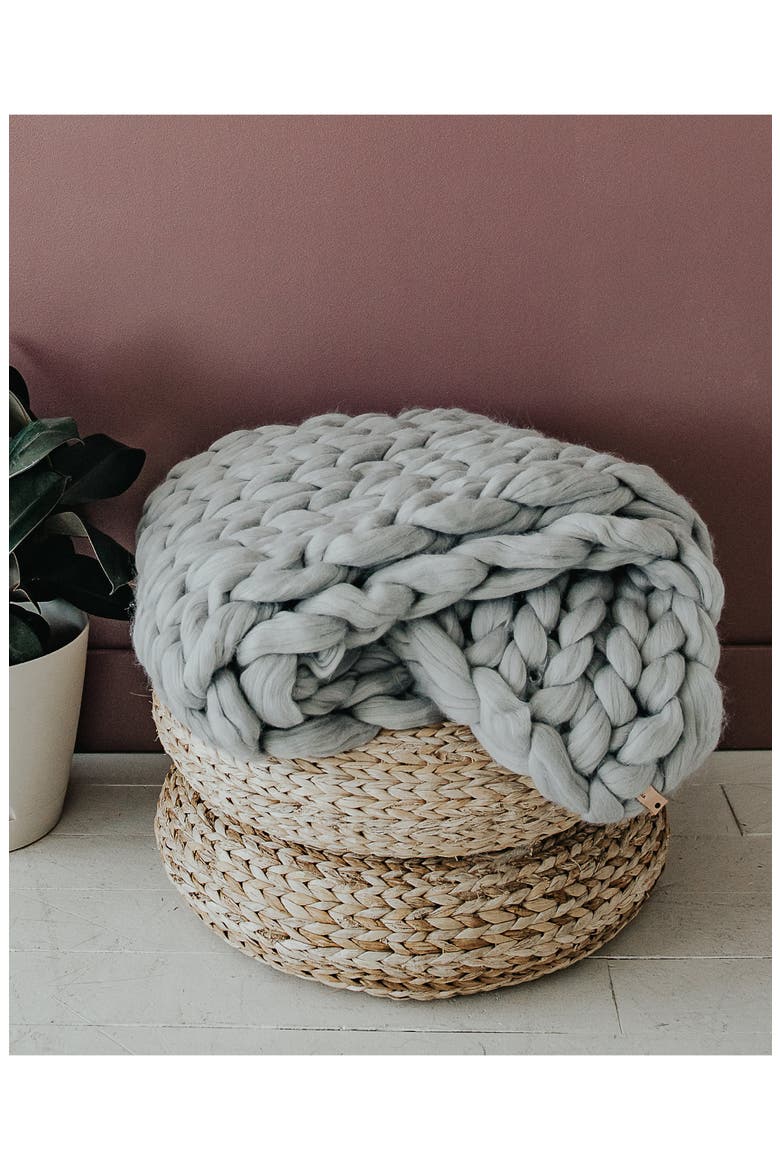 Merino Wool Throw Blanket, Alternate, color, WINTER GRAY