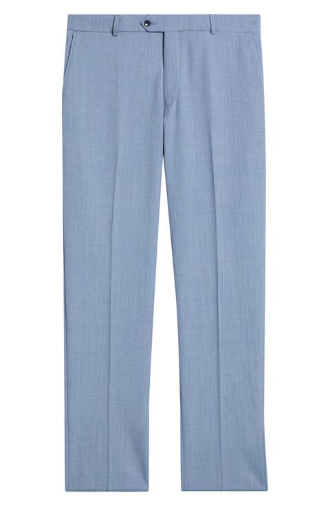 Lightweight Flat Front Mesh Weave Wool Dress Pants