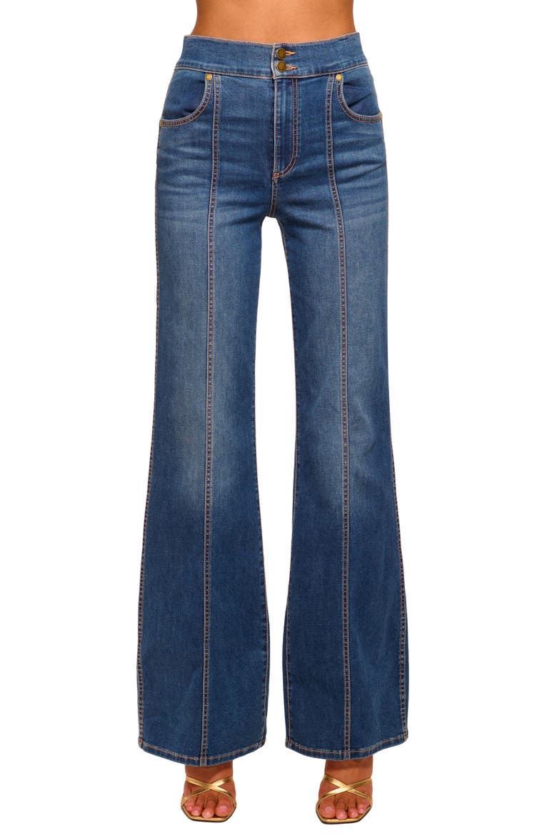 Tina Seamed High Waist Wide Leg Jeans, Main, color, MEDIUM WASH