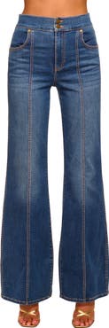 Ramy Brook Tina Seamed High Waist Wide Leg Jeans