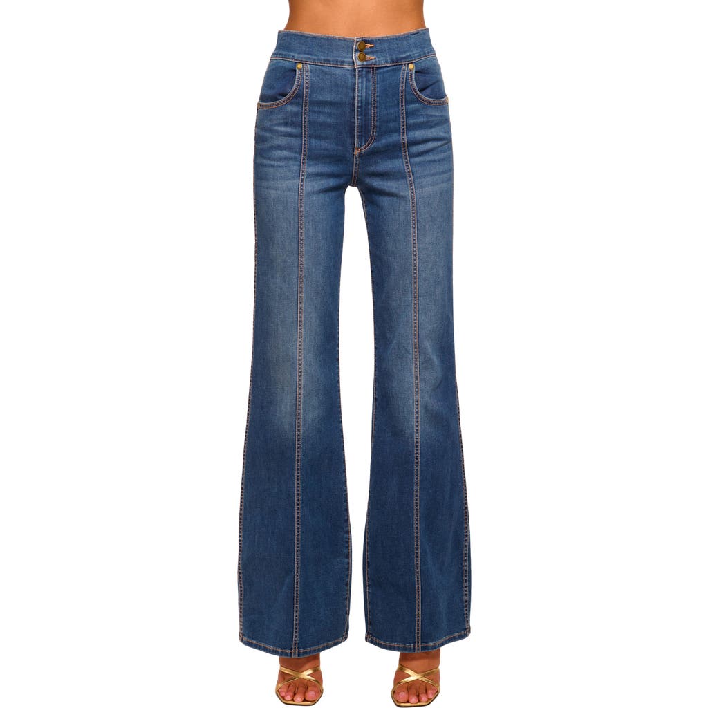 Ramy Brook Tina Seamed High Waist Wide Leg Jeans In Blue