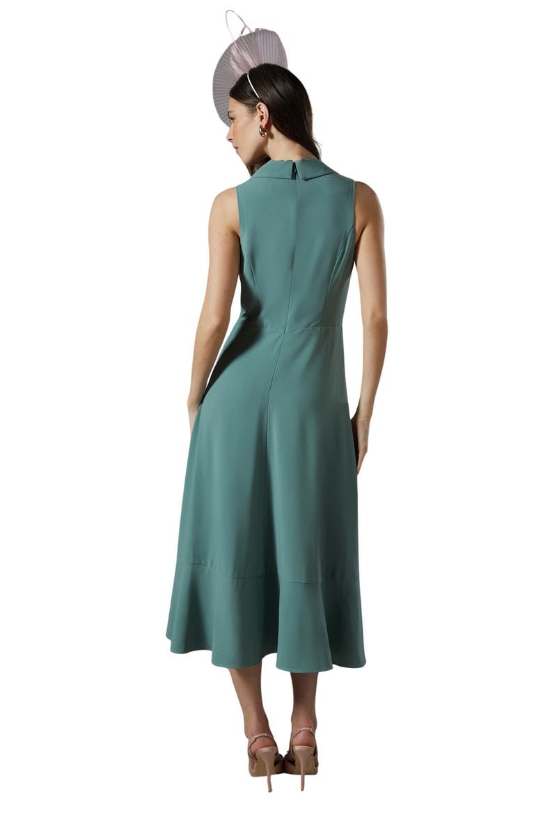 Shawl Collar Ruffle Hem Midi Dress, Alternate, color, Sage