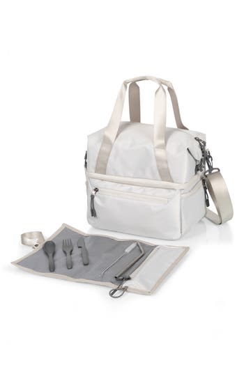 Picnic Time Tarana Lunch Cooler Tote Bag & Utensils In Gray