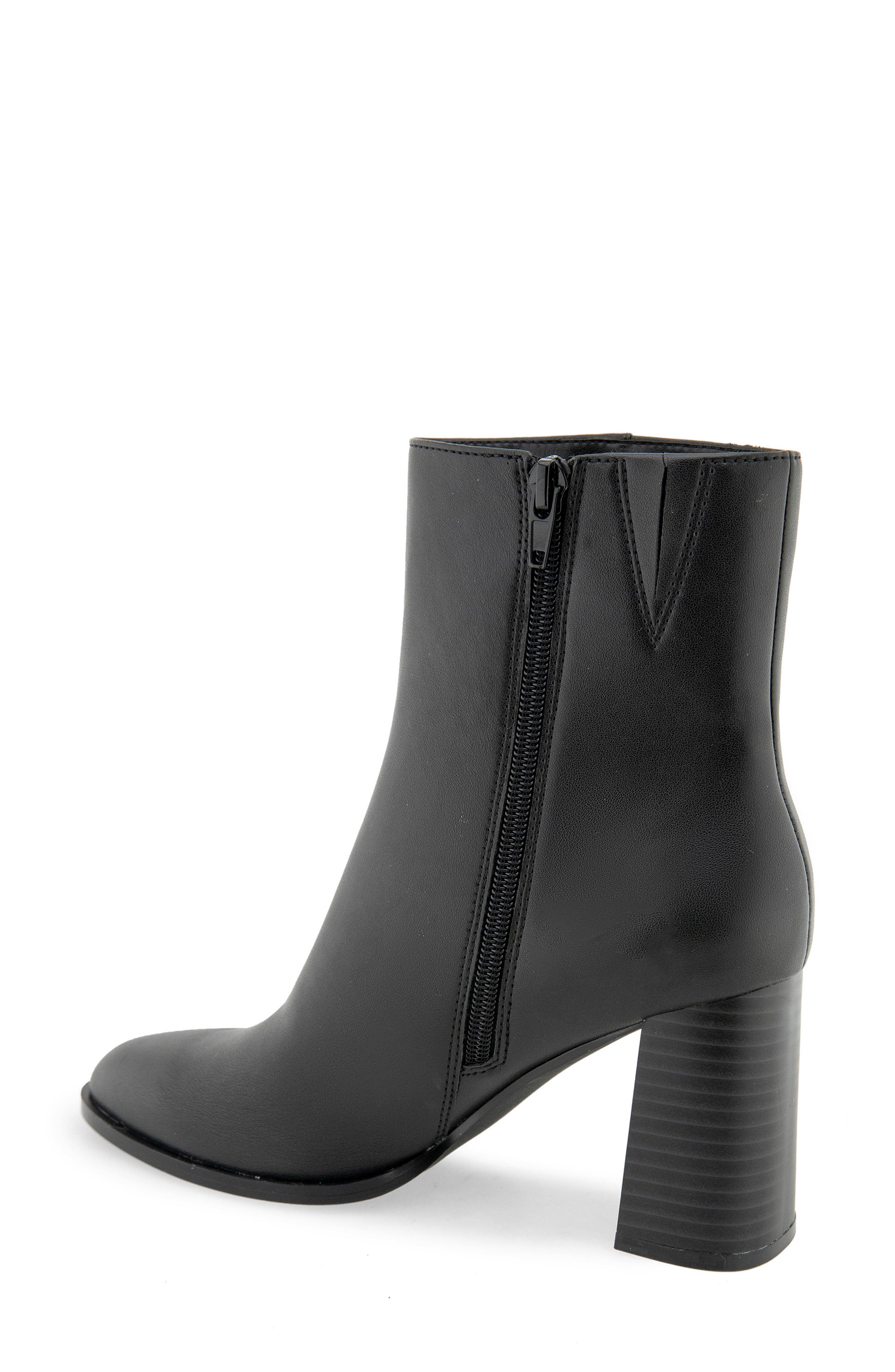 Weyton Croc Embossed Faux Leather Bootie, Alternate, color, BLACK