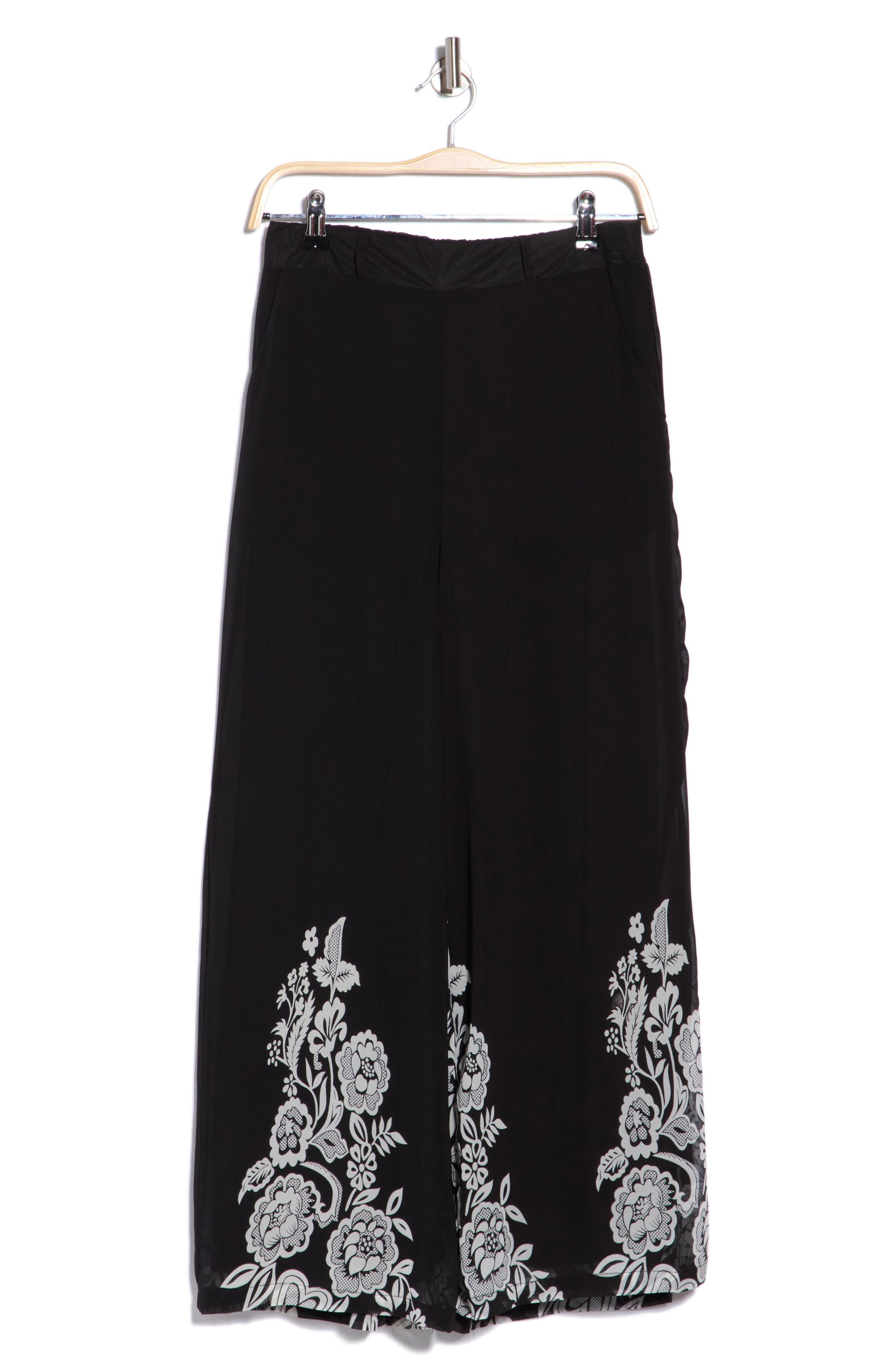 Border Print Wide Leg Pants