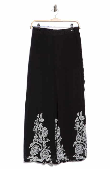 Border Print Wide Leg Pants