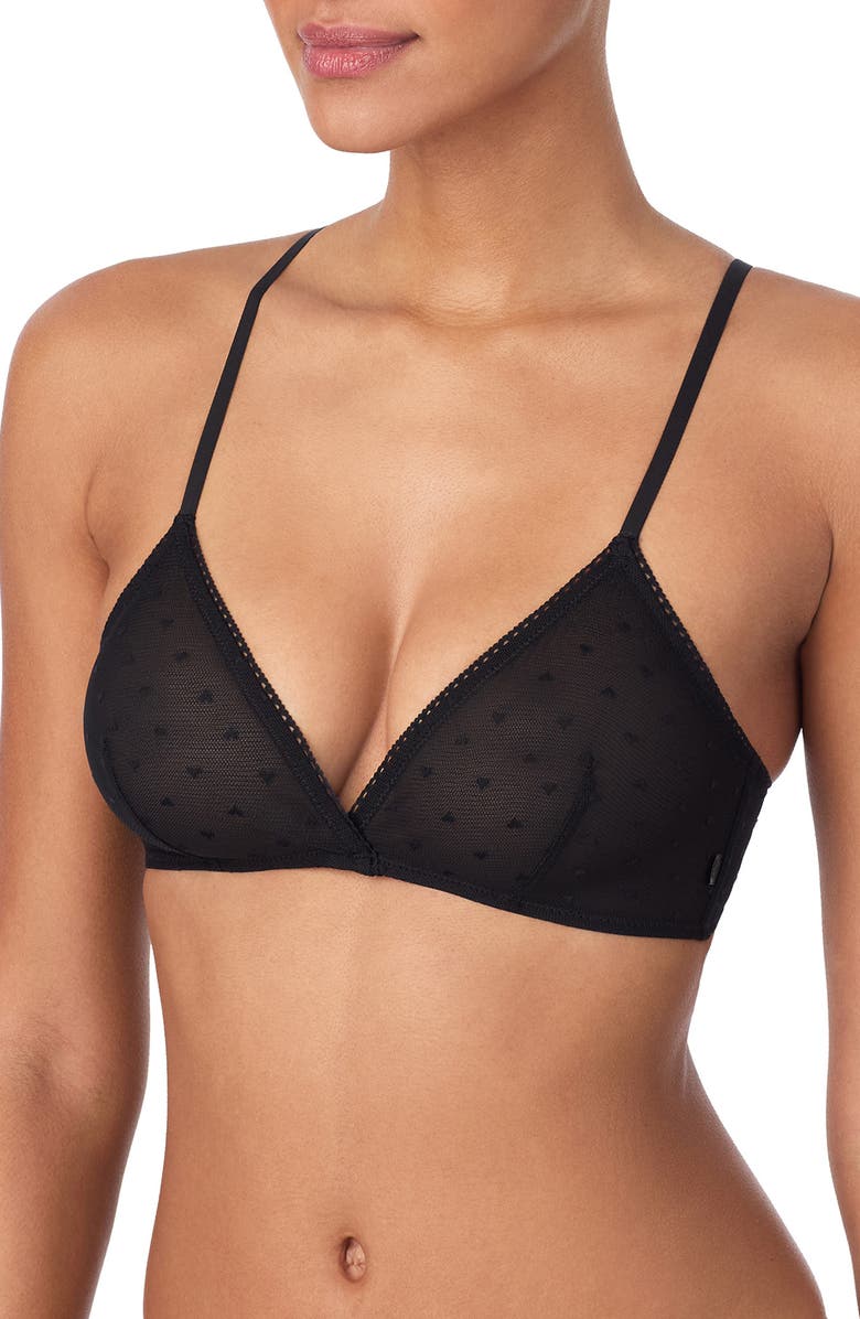 DKNY Heart Mesh Bralette, Alternate, color, Black