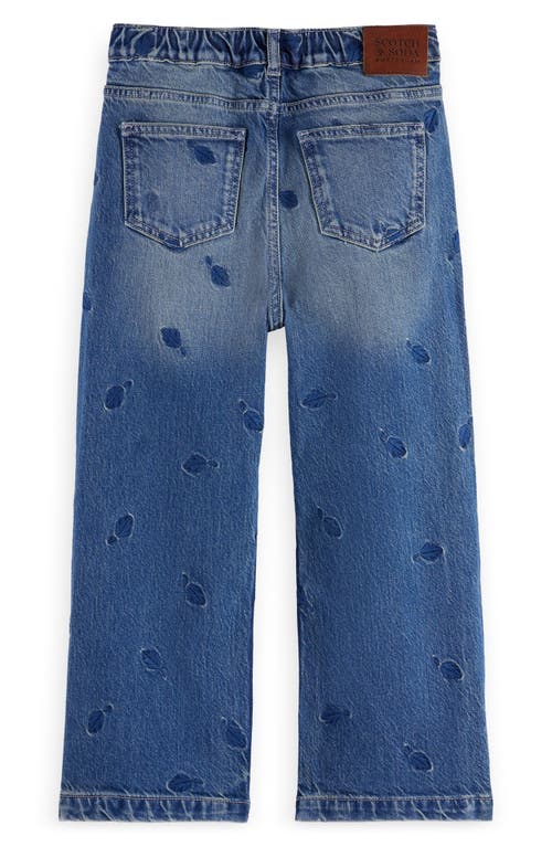 Scotch & Soda The Deep Loose Embroidered Wide Leg Denim Jeans In Blue