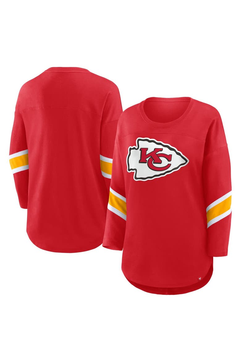 Women's Fanatics Red Kansas City Chiefs Plus Size Redzone 3/4-Sleeve Scoop Neck T-Shirt, Main, color, Red