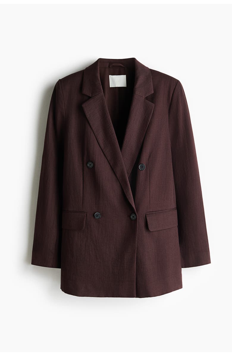 H&M Double-breasted Blazer, Main, color, Dark Brown