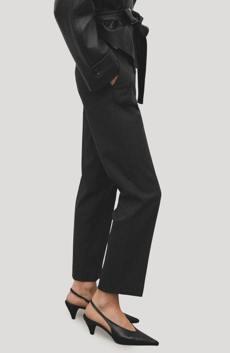 MANGO Pinstripe Ankle Pants, Alternate, color, Grey