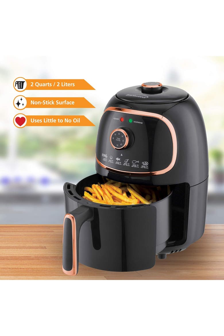 2qt Electric Air Fryer, Alternate, color, Black and Copper